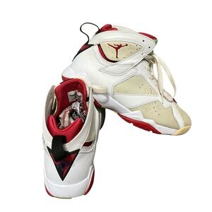 Air Jordan 7 Retro White and Red High-Top Sneakers 304775-125 size 11